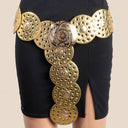 Vegan Leather Grommet Disc Chain Belt
