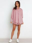 Bon Voyage Striped Button Down Top & Shorts Set-2 Piece Outfit Sets-Rae Collective, Women's Online Fashion Boutique Located in Phoenix, Arizona (Scottsdale Area)