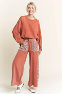 MineralWash Floral Daisy trim Pants-PANTS-Rae Collective, Women's Online Fashion Boutique Located in Phoenix, Arizona (Scottsdale Area)