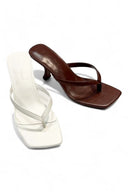 Brown Square-Toe Thong Strap Kitten Heel-Shoes-Krush Kandy, Women's Online Fashion Boutique Located in Phoenix, Arizona (Scottsdale Area)