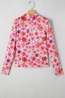 Pink & Red Floral Mesh Long Sleeve Top-Long Sleeve Tops-Krush Kandy, Women's Online Fashion Boutique Located in Phoenix, Arizona (Scottsdale Area)