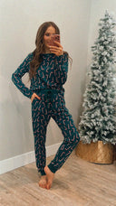 Green Christmas Candy Cane Printed Top and Pants Lounge Set-2 Piece Outfit Sets-Rae Collective, Women's Online Fashion Boutique Located in Phoenix, Arizona (Scottsdale Area)