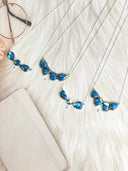 Indigo Blue Dahlia Bar Necklace Bag 26