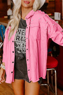 Bon Bon Pearl Beaded Pink Denim Jacket-Jackets-Krush Kandy, Women's Online Fashion Boutique Located in Phoenix, Arizona (Scottsdale Area)