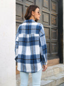 Plaid Button Up Collared Neck Long Sleeve Shirt-Long Sleeve Tops-Rae Collective, Women's Online Fashion Boutique Located in Phoenix, Arizona (Scottsdale Area)
