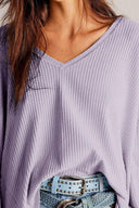Waffle-Knit V-Neck Long Sleeve Top-Long Sleeve Tops-Rae Collective, Women's Online Fashion Boutique Located in Phoenix, Arizona (Scottsdale Area)