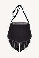 Akaroa Rose Fringe Suede Bag – Black