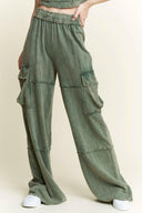 Mineral Wash Wide leg pants with Cargo Pockets-Bottoms-Rae Collective, Women's Online Fashion Boutique Located in Phoenix, Arizona (Scottsdale Area)
