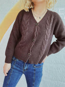Cable-Knit V-Neck Button Down Long Sleeve Cardigan-Rae Collective, Women's Online Fashion Boutique Located in Phoenix, Arizona (Scottsdale Area)