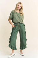 MineralWash fun Side Ruffle Croppped pants HP5796-Krush Kandy, Women's Online Fashion Boutique Located in Phoenix, Arizona (Scottsdale Area)