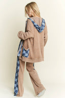 Mineral Wash Checkerboard Hoodie Sweater Cardigan-Jackets-Krush Kandy, Women's Online Fashion Boutique Located in Phoenix, Arizona (Scottsdale Area)