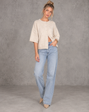 Marlowe Relaxed Knit Button-Front Half Sleeve Cardigan