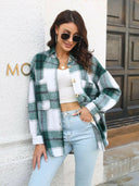 Plaid Button Up Collared Neck Long Sleeve Shirt-Long Sleeve Tops-Rae Collective, Women's Online Fashion Boutique Located in Phoenix, Arizona (Scottsdale Area)
