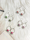 Boho Sunrays Hoops Multi Stone Earrings