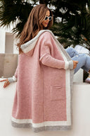 Pocketed Contrast Long Sleeve Hooded Cardigan-Rae Collective, Women's Online Fashion Boutique Located in Phoenix, Arizona (Scottsdale Area)