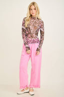 Mineral Washed Raw Hems Pants
