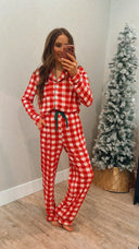 Fiery Red Christmas Plaid Pajama Set-2 Piece Outfit Sets-Rae Collective, Women's Online Fashion Boutique Located in Phoenix, Arizona (Scottsdale Area)