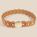 Oval Leather Disc Panel Link Belt