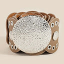 Oval Leather Disc Panel Link Belt