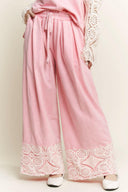 J.HER MineralWash Crochet Plicated Wide Leg Terry Pants-Rae Collective, Women's Online Fashion Boutique Located in Phoenix, Arizona (Scottsdale Area)