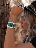 Take Me To The Festival Sterling Silver & Stone Cuff-Cuffs-Rae Collective, Women's Online Fashion Boutique Located in Phoenix, Arizona (Scottsdale Area)
