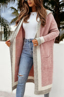 Pocketed Contrast Long Sleeve Hooded Cardigan-Rae Collective, Women's Online Fashion Boutique Located in Phoenix, Arizona (Scottsdale Area)