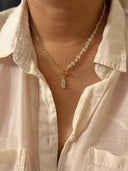 Morgan Clear Crystal Bead Gold Pendant Necklace-Necklace-Krush Kandy, Women's Online Fashion Boutique Located in Phoenix, Arizona (Scottsdale Area)
