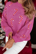 Pink Candy Cane Sweater-Sweaters-Krush Kandy, Women's Online Fashion Boutique Located in Phoenix, Arizona (Scottsdale Area)