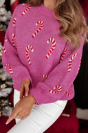 Pink Candy Cane Sweater-Sweaters-Krush Kandy, Women's Online Fashion Boutique Located in Phoenix, Arizona (Scottsdale Area)