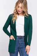 Long Sleeve Rib Banded Open Sweater Cardigan-Cardigans-Krush Kandy, Women's Online Fashion Boutique Located in Phoenix, Arizona (Scottsdale Area)