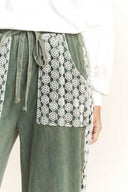 MineralWash Floral Daisy trim Pants-PANTS-Rae Collective, Women's Online Fashion Boutique Located in Phoenix, Arizona (Scottsdale Area)