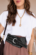 Wide Studded Western Buckle Belt | 3 Colors
