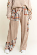 J.HER Mineral Wash Plaid Patched Straight Terry Pants-Pants-Krush Kandy, Women's Online Fashion Boutique Located in Phoenix, Arizona (Scottsdale Area)
