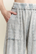 Mineral Wash Eyelet Flare Pants