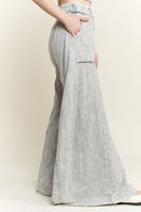 Mineral Wash Eyelet Flare Pants