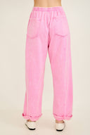Mineral Washed Raw Hems Pants