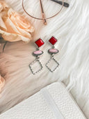 Days of Spring Collection Red Rosarita and Pink Conch Studs