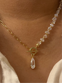 Morgan Clear Crystal Bead Gold Pendant Necklace-Necklace-Krush Kandy, Women's Online Fashion Boutique Located in Phoenix, Arizona (Scottsdale Area)