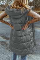 Longline Hooded Sleeveless Puffer Vest-Rae Collective, Women's Online Fashion Boutique Located in Phoenix, Arizona (Scottsdale Area)