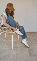 Maison Leather Suede Sneakers | White Grey-Sneakers-Rae Collective, Women's Online Fashion Boutique Located in Phoenix, Arizona (Scottsdale Area)