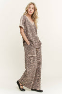 Mineral Washed Leopard Animal Print V-Neck Shirt-Tops-Krush Kandy, Women's Online Fashion Boutique Located in Phoenix, Arizona (Scottsdale Area)