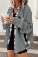 Plaid Button Down Collared Jacket-Rae Collective, Women's Online Fashion Boutique Located in Phoenix, Arizona (Scottsdale Area)