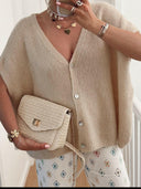 V-Neck Button Up Short Sleeve Cardigan-Tops-Rae Collective, Women's Online Fashion Boutique Located in Phoenix, Arizona (Scottsdale Area)