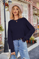 Round Neck Drop Shoulder Long Sleeve Sweater-Rae Collective, Women's Online Fashion Boutique Located in Phoenix, Arizona (Scottsdale Area)