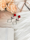 Days of Spring Collection Red Rosarita and Pink Conch Studs