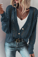 Openwork Button Up Long Sleeve Cardigan-Sweaters-Rae Collective, Women's Online Fashion Boutique Located in Phoenix, Arizona (Scottsdale Area)