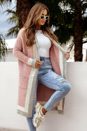 Pocketed Contrast Long Sleeve Hooded Cardigan-Rae Collective, Women's Online Fashion Boutique Located in Phoenix, Arizona (Scottsdale Area)