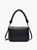 Judith Whipstitch Trim Shoulder Bag w/ Braided Handle-handbag-Krush Kandy, Women's Online Fashion Boutique Located in Phoenix, Arizona (Scottsdale Area)