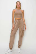 J.HER Mineral Wash Cargo pocket detail Joggers-Rae Collective, Women's Online Fashion Boutique Located in Phoenix, Arizona (Scottsdale Area)