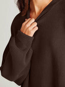 Double Take Side Slit Round Neck Long Sleeve Sweater-Sweaters-Rae Collective, Women's Online Fashion Boutique Located in Phoenix, Arizona (Scottsdale Area)